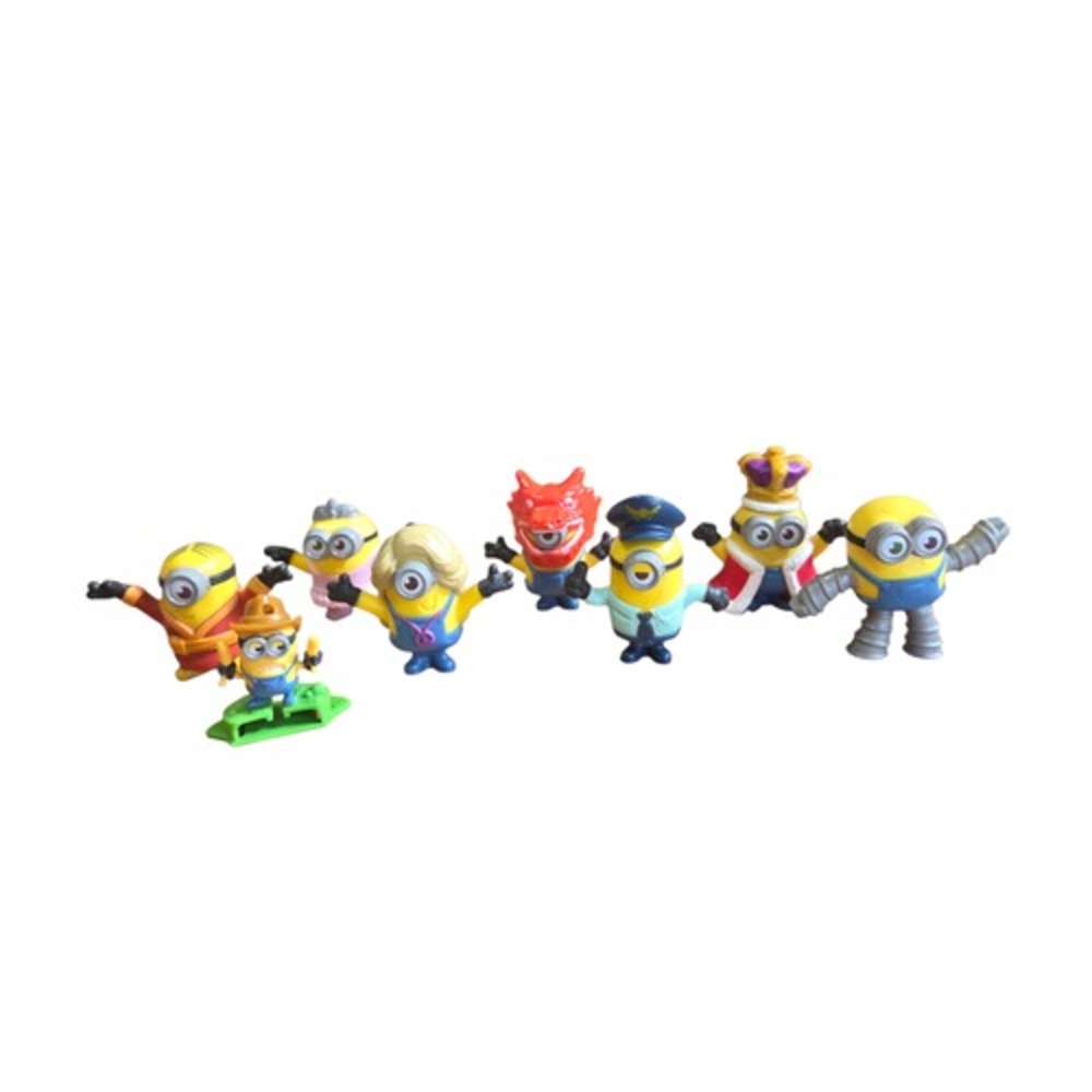 Lot of 2019 McDonald's Minions And Kinder Minion 8 Figures Pilot, King, Hippie +